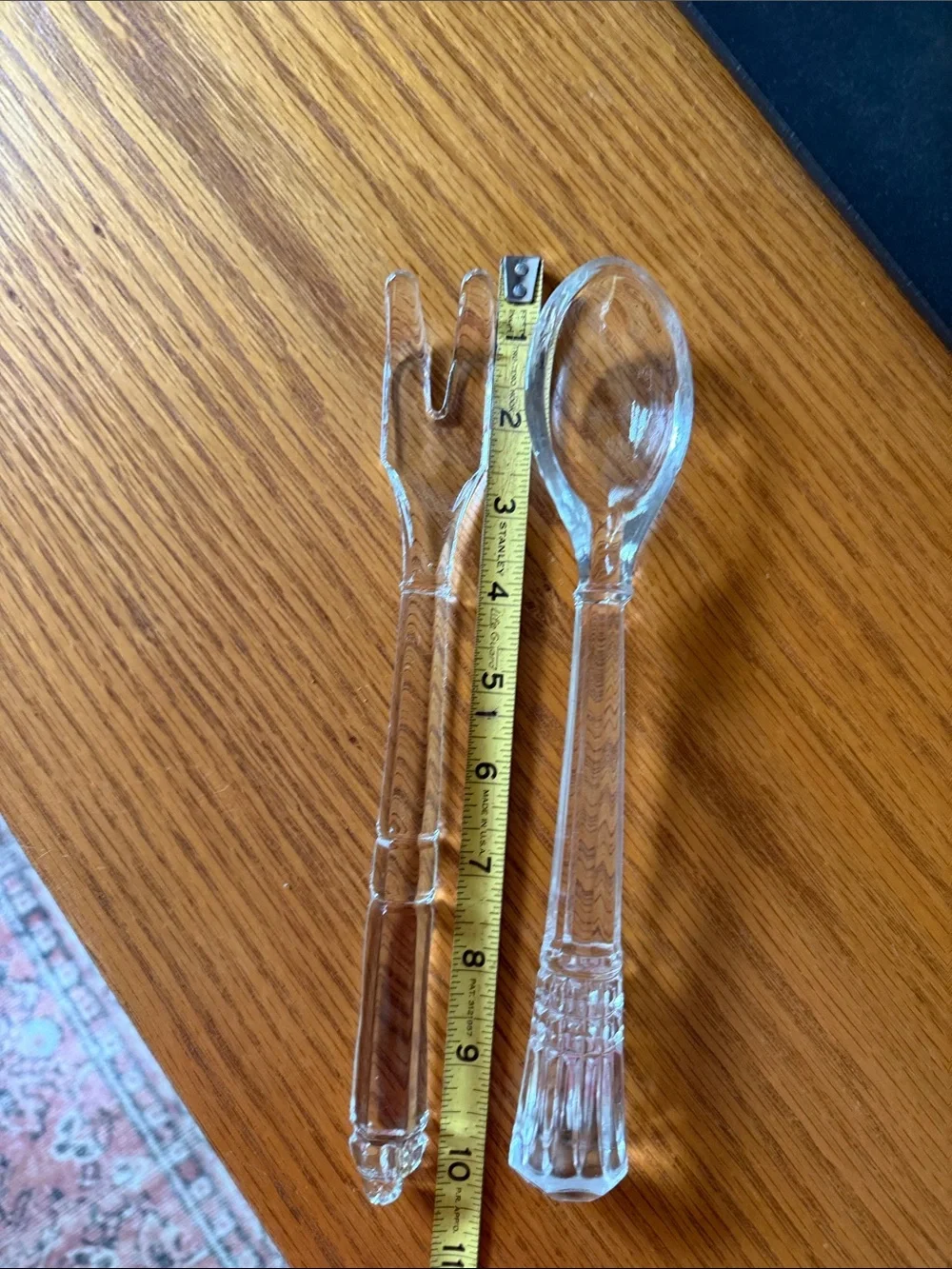 Clear Glass Salad Serving Fork and Spoon Set